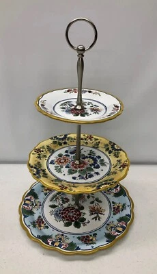 NEW Pottery Barn Charleston Floral 3-Tiered Entertaining Display Serving Stand - Image 1 of 4