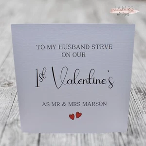 Personalised 1st Valentine's Day As Mr & Mrs Married Card Husband Wife - Picture 1 of 8