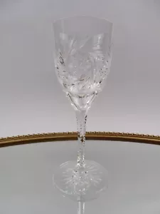 Weinglas Kelchglas Kristall H 17,3 cm Schleuderstern handgeschliffen um 1950 - Bild 1 von 7
