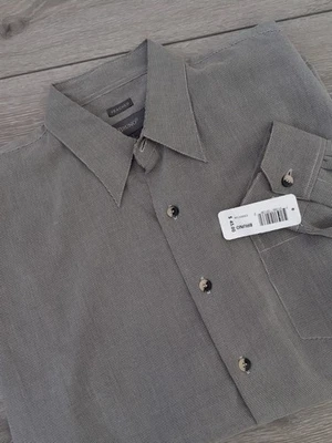 Bruno Peached Size Large Button Front Black Tan Houndstooth Long Sleeve NWT - Image 1 of 4