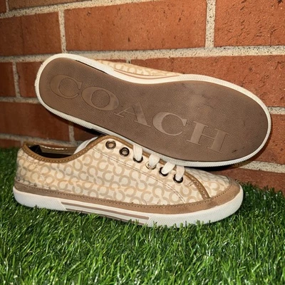 Coach Signature Edith Canvas Sneakers Beige Brown Women’s Size 7M - Image 1 of 4