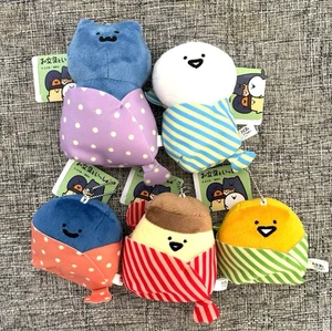 Taito Obungu Candy Wrapped Mascot Plush w/ Ball Chain Set of 5 New - Picture 1 of 3