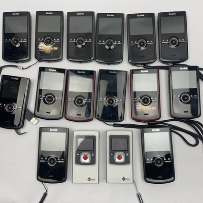 Lot of 15 Pocket Video Cameras Kodak Zi8 and Flip HD 1080p Digital Camcorders - Image 1 of 4