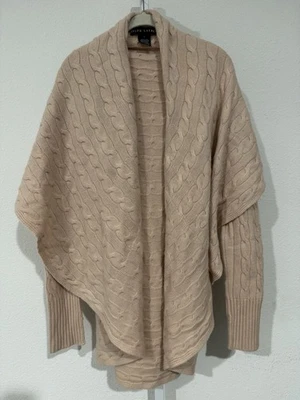 Ralph Lauren Black Label Shawl Cable Knit Cardigan Sweater Coat L Cashmere Pink - Image 1 of 4