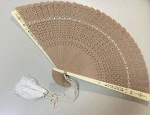 Folding Sensu Fan White In Wooden Box - Picture 1 of 5
