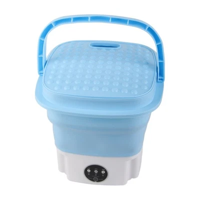 (Blue US Plug)Portable Mini Washing Machine Folding Underwear Socks Washer - Image 1 of 4