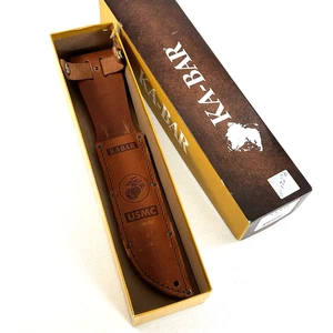 USMC Kabar Fighting Combat Knife Original Leather Sheath Snap Close Belt Loop - Picture 1 of 14