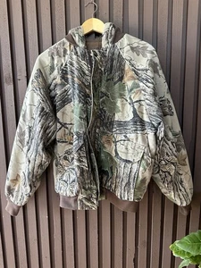 Vintage Duxbak Realtree Camo Hooded Jacket Sz Large Hunting Quilted Lining USA - Picture 1 of 10