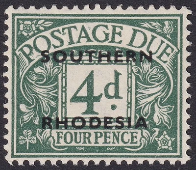Южная Родезия 1951 KGVI почтовые расходы из-за 4d тусклый серо-зеленый новом SG D6 cat £300 - Изображение 1 из 2