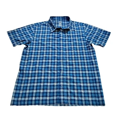 ZOIC Cycling Shirt Mens Medium Blue Plaid S/S Snap Pockets Hiking Bike Vented - Image 1 of 4