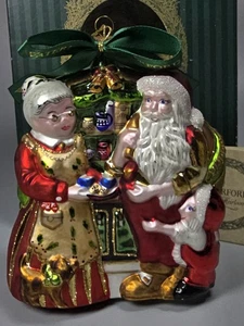 RARE Waterford Holiday Heirloom Sweet Treats Santa Mrs Claus Ornament Box & Tag - Picture 1 of 16
