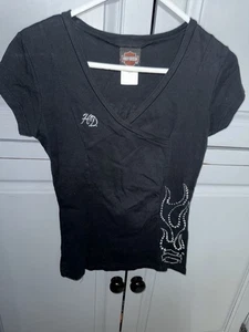 Harley Davidson Women’s Wrap Tee Shirt Size M - Picture 1 of 6