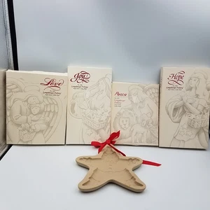 Longaberger Pottery Christmas Cookie Mold Lot 5 Angel Series Santa 90’s Vintage - Imagen 1 de 19