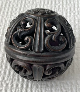 Vintage Decorative Scrolled Ball Sphere Bronze Finish 4-1/4” Home Decor - Picture 1 of 4