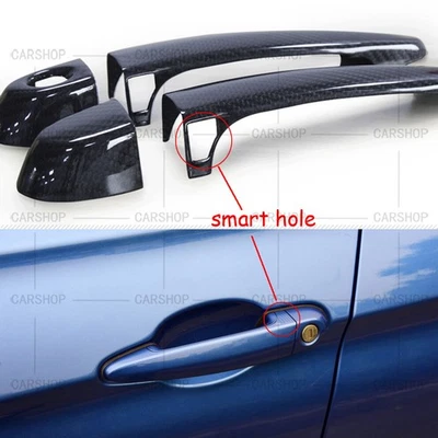 Tampa de maçaneta de porta de fibra de carbono real 2-Dr para BMW E87 E90 F20 F22 F30 F32 F80 F82 - Imagem 1 de 4