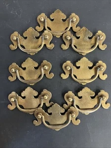 Patina Brass Drawer Pull Dresser Drop Bail Handles UPCYCLE Lot of 8 - Picture 1 of 10