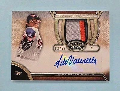 2015 Topps Tier One Fernando Valenzuela Auto Patch Jersey #TOAR-FV Card /99 - Image 1 of 2