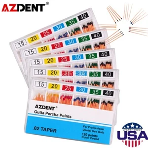 5 paquetes AZDENT Dental Endo Canal Raíz Gutta Percha Punta Puntas Cónicas 0.02 15-40# - Imagen 1 de 12