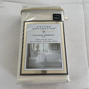 Gonna letto matrimoniale collezione cotone 300 fili | avorio 15" angoli spaccati a goccia - Foto 1 di 9
