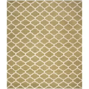 SAFAVIEH Dhurries DHU115A Handwoven Green / Ivory Rug - Picture 1 of 15