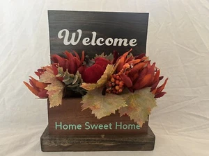 Welcome Wood Sign Entryway 11 Inch Home Sweet Home With Flower Decor - Picture 1 of 9