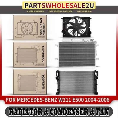 Kit de radiador y condensador de CA y ventilador de refrigeración para Mercedes-Benz E500 2004-2006 Foto 1 de 4