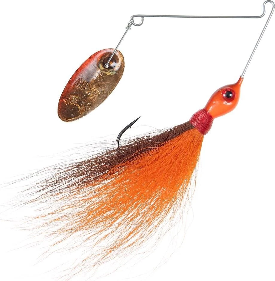 Iscas giratórias Panther Martin 1/4 barbuda Banshee Bucktail (holográfico marrom laranja) - Imagem 1 de 1