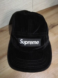 Cappello Uomo Supreme Velvet Camp Cap 5 Pannelli Box Velluto Logo USA - Foto 1 di 12
