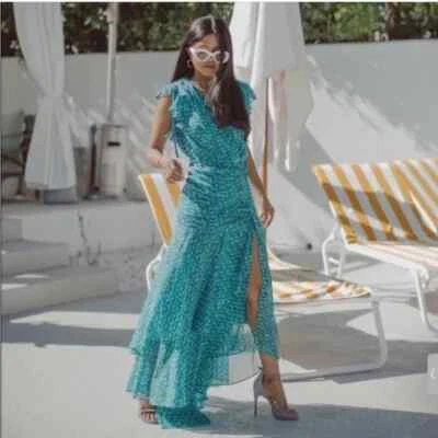 NWT Veronica Beard Floral Samara Silk Maxi Dress Size 2 Blue #1C501 - Image 1 of 4