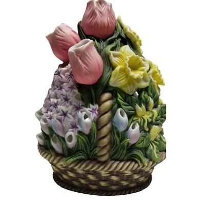 PartyLite Cesta Floral Cerámica Arreglo Floral Tulipanes Narcisos Jacintro Foto 1 de 4