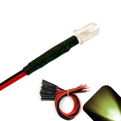 LIGHTHOUSE LEDS 100 x Pre wired 6v 5mm Warm Soft White LEDs Prewired 6 volt DC LED Light 5v 4v