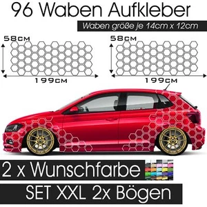 Hexagon Auto Dekor Wabenmuster Rauten Seitenaufkleber Set-n - Picture 1 of 8