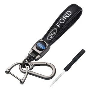 Genuine Leather Keychain Car Logo Key Chain Metal Key Ring Accessories for Ford - Picture 1 of 3