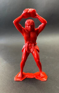 Old Vintage USSR Cave People Neanderthals Caveman red Plastic Figurine DZI - Picture 1 of 10