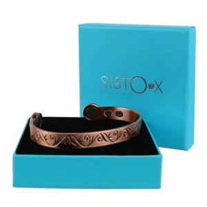 Super Strong Magnetic Bracelet/Bangle Copper Scrolls Design 6 Magnets Health Rar - Picture 1 of 6