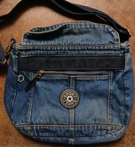 Borsa a tracolla multitasche vintage anni 80 90 blu denim - 12x10x4 - Foto 1 di 10