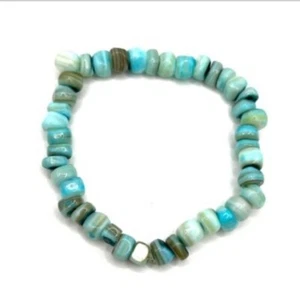 Turquoise Blue Stone Bead Stretch Bracelet Fashion Jewelry Stylish Comfy Boho - Picture 1 of 2