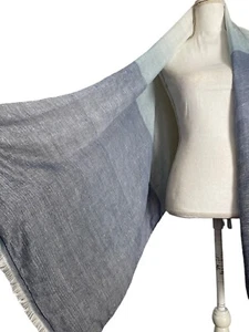Cejon Womens Shades of Blue Oversized Scarf Wrap Shawl Ombre Fringe NWT #MQ2 - Picture 1 of 7
