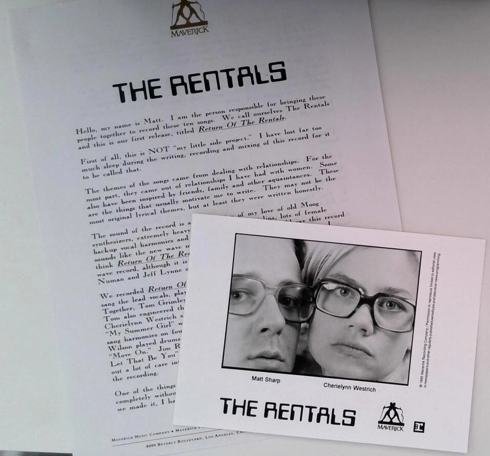 Kit de prensa musical promocional fotográfica The Rentals 1995 - Maverick Reprise Records Foto 1 de 1