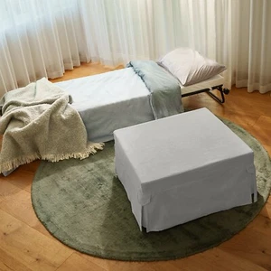 Folding Bed Guest Bed Ottoman Bed w Slip Cover & Castors - Kensington Light Grey - Picture 1 of 9