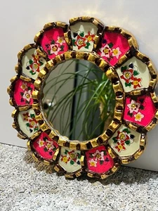 Peruvian Handmade Mirror & Wood Wall Decor , Gold and Colors Painted - Picture 1 of 10