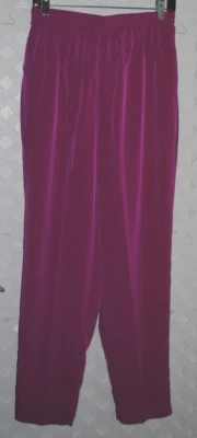 Maggie Sweet Woman's Pants Silky Magenta Pull On Pants w/ Pockets Medium - Image 1 of 3