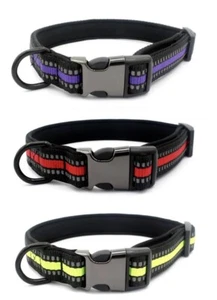 Hundehalsband Neopren Nylon reflektierend verstellbar rot lila Limette S M L - Bild 1 von 7