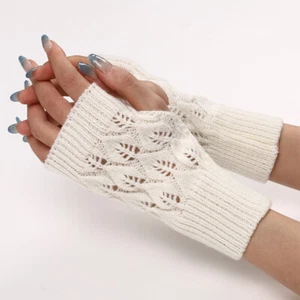 Winter Fingerless Arm Warmer Gloves Hand Soft Mittens Protected Knitted Gloves ☋ - Picture 1 of 21