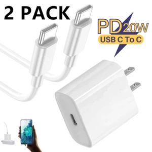For MacBook Air/iPad/Pro/Samsung PD USB C Fast Charger Adapter Type C To C Cable - Picture 1 of 20