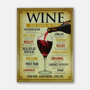 16" Wein aus aller Welt Gute Freunde langes Leben Blechschild - Bild 1 von 7