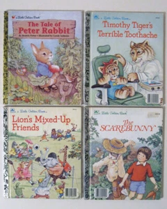 4 LITTLE GOLDEN BOOKS! Peter Rabbit! Timothy Tiger! Scarebunny! Lion & Friends! - Picture 1 of 2
