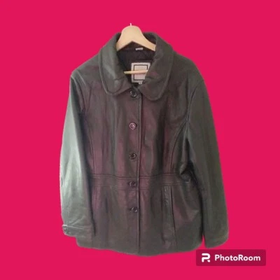 Excelled Collection Women's Size XL Black Genuine Leather Button Up Jacket - Image 1 of 4