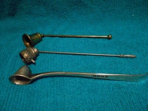 3 VTG Candle Snuffer Brass Bell Pewter Snowman Hallmarked Silver? - Picture 1 of 6