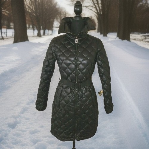 Michael Kors Packable Down Fill Puffer Jacket Mid Length Women's Black Size Sm